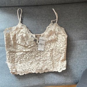 NWT EXPRESS Allover Lace Cropped Cami XS